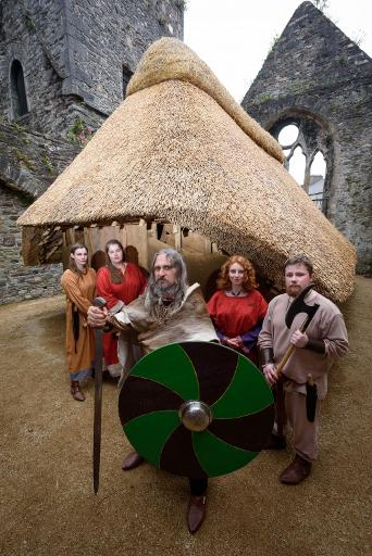 Replica Viking house and friary ruins