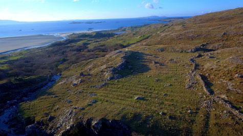 The ruined famine village and potato ridges